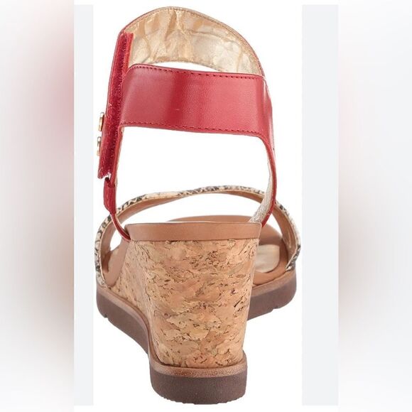Marc Joseph Dyckman Strappy Red Leather Wedge Sandals - Picture 2 of 11